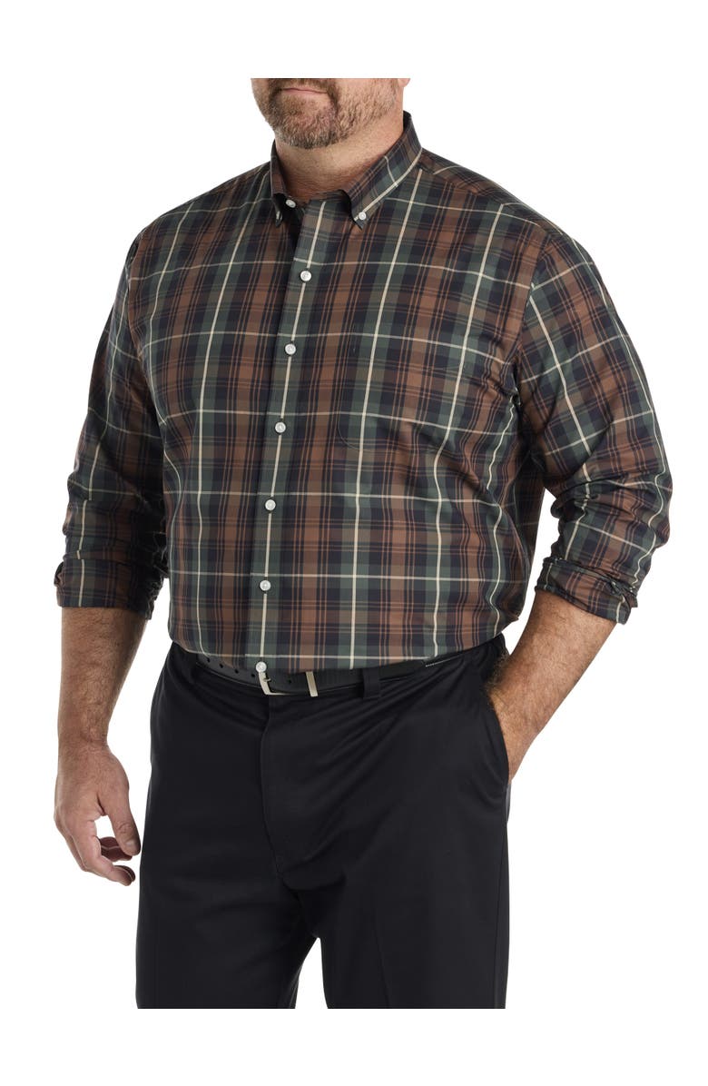 Oak Hill by DXL Big & Tall Large Plaid Performance Sport Shirt, Main, color, 