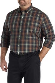 Oak Hill by DXL Big & Tall Large Plaid Performance Sport Shirt