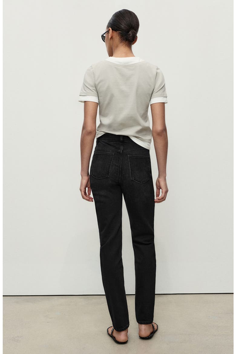 High Waist Ankle Mom Jeans, Alternate, color, BLACK DENIM