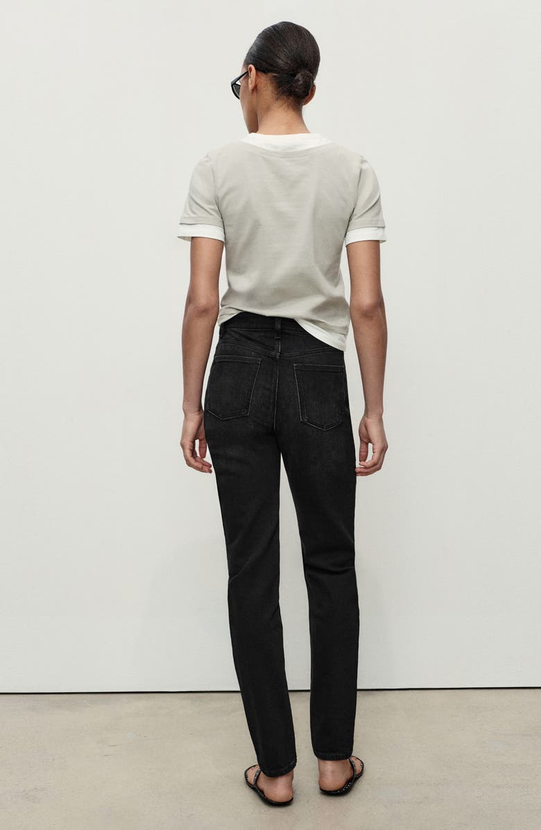 MANGO High Waist Ankle Mom Jeans, Alternate, color, Black Denim