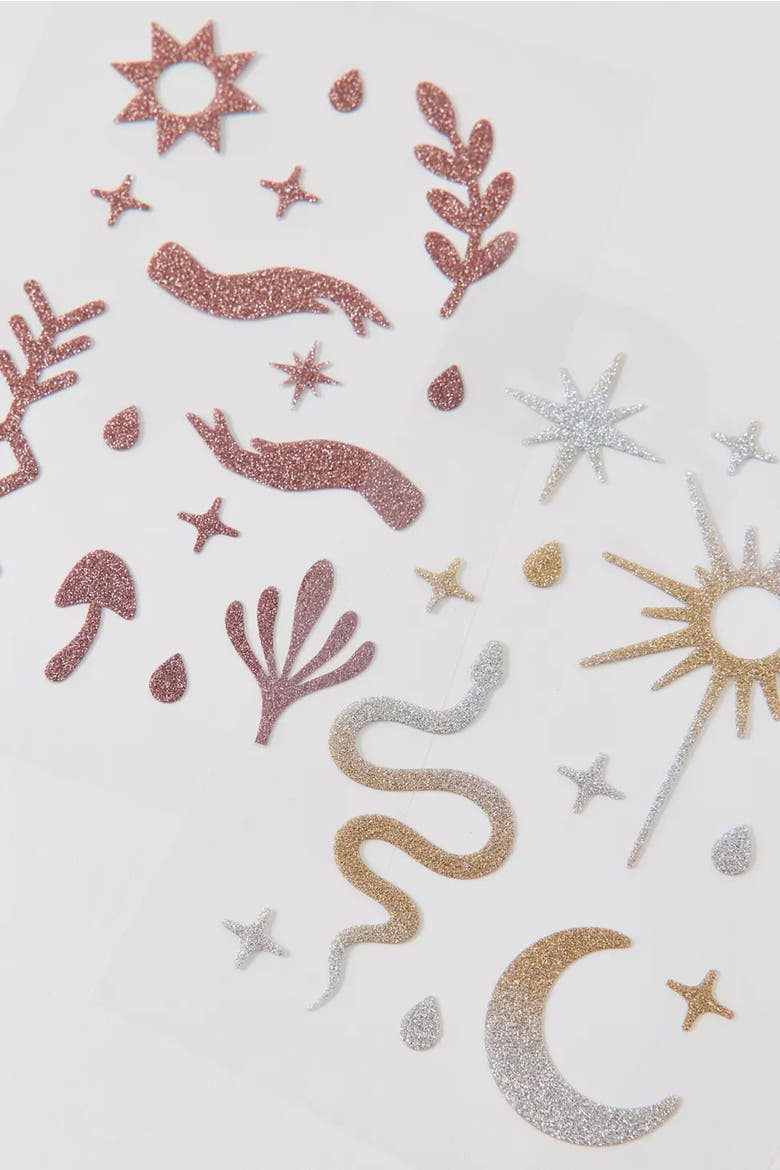 Wild Glow Sun Tan Stickers, Alternate, color, Metallic Gold