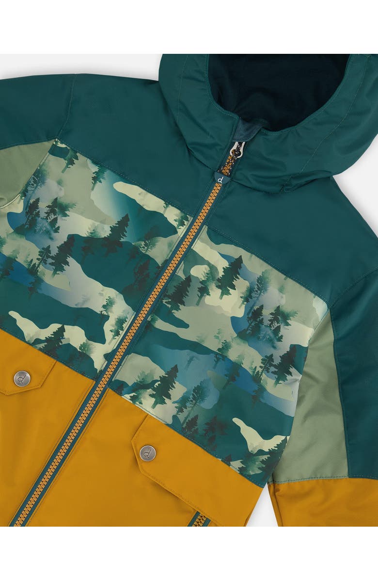 Deux par Deux Boy's 3-In-1 Mid-Season Outerwear Set With Colorblock Jacket Forest Green And Orange, Alternate, color,