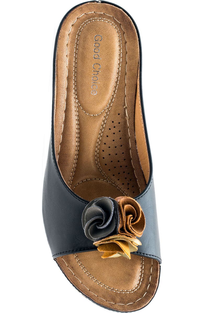 GOOD CHOICE NEW YORK Sydney Floral Platform Wedge Sandal, Alternate, color, Black