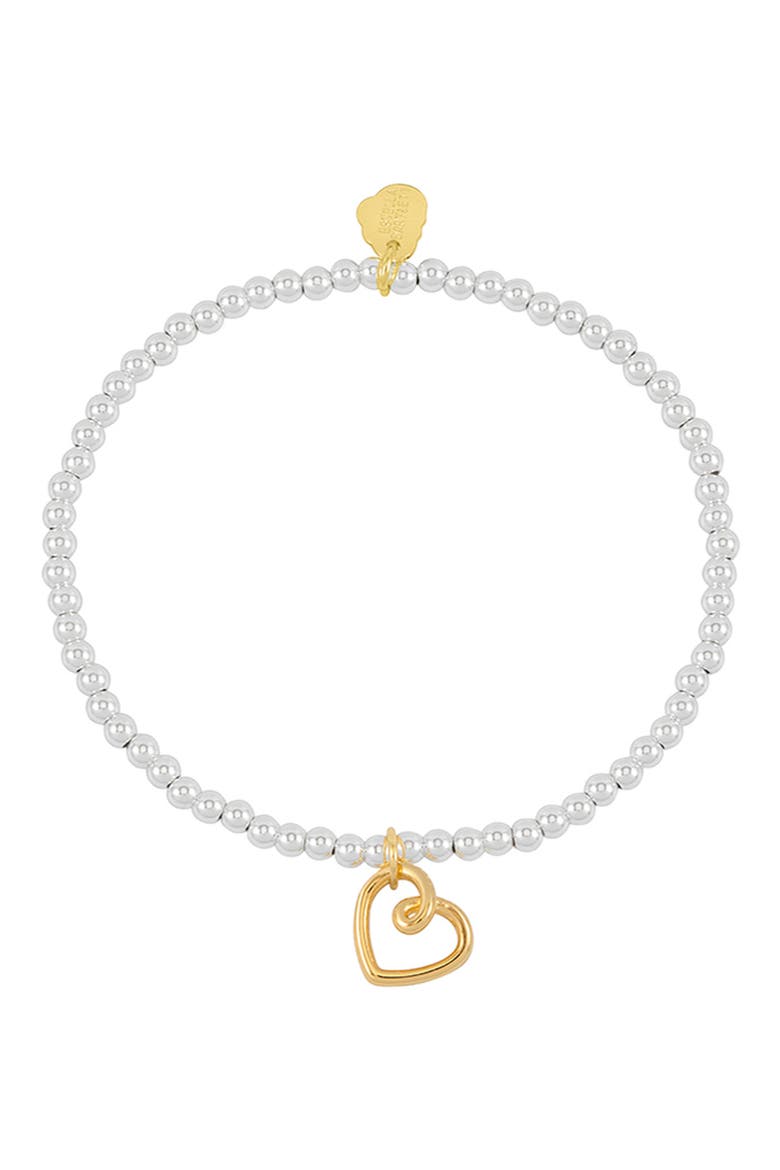 Heart Beaded Stretch Bracelet, Alternate, color, GOLD AND SILVER