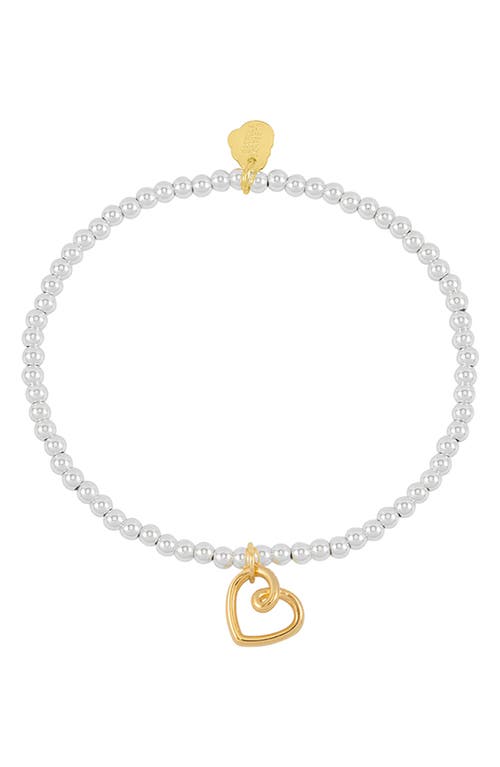 Estella Bartlett Heart Beaded Stretch Bracelet In Metallic