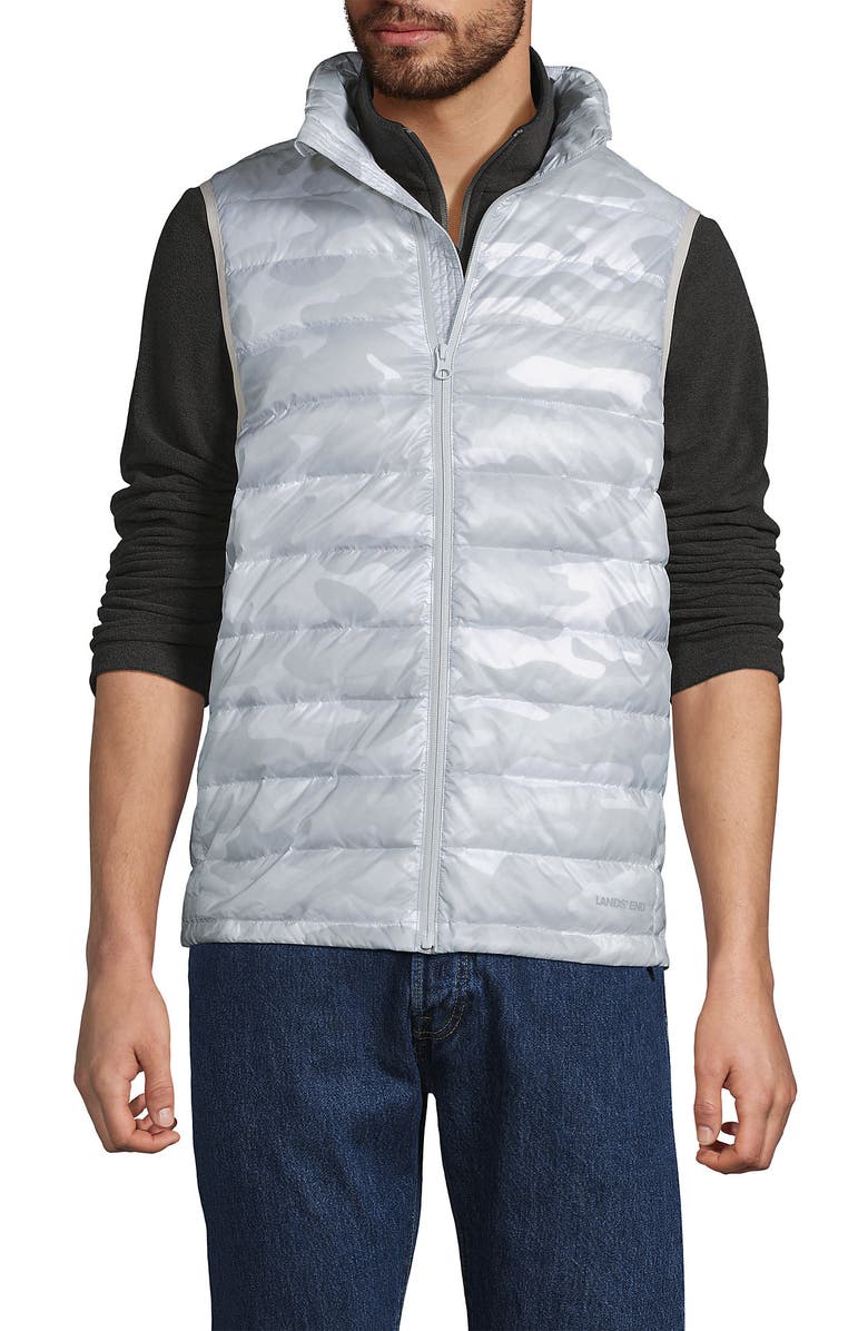 Lands' End Wanderweight Ultralight Packable Down Vest, Alternate, color, Mist Camo