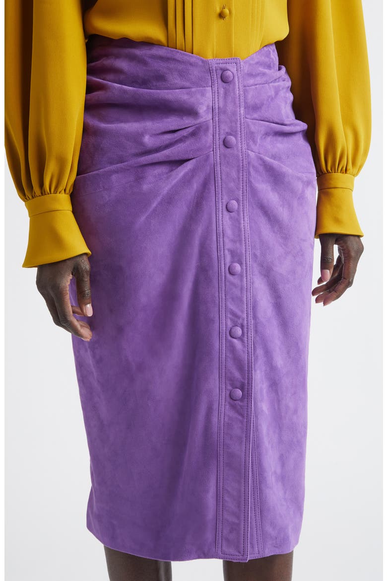 Ruched Suede Skirt, Alternate, color, DARK PURPLE