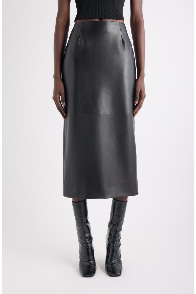 Leather Pencil Skirt, Main, color, 001-BLACK