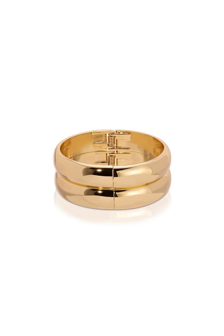 Set of 2 Stackable Hinged Bangle Bracelets, Main, color, GOLD