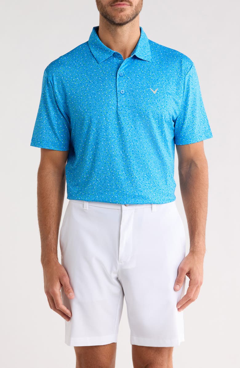 Callaway Confetti Floral Polo, Main, color, Brilliant Blue