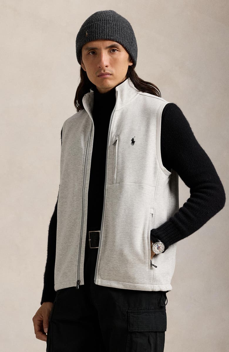 Polo Ralph Lauren Double Knit Zippered Vest, Alternate, color, Light Sport Heather