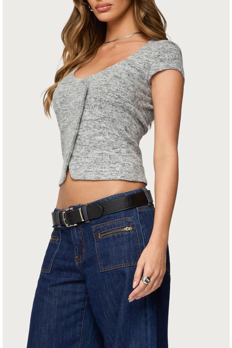 Blaunca Asymmetric Crop Knit Top, Alternate, color, GRAY-MELANGE