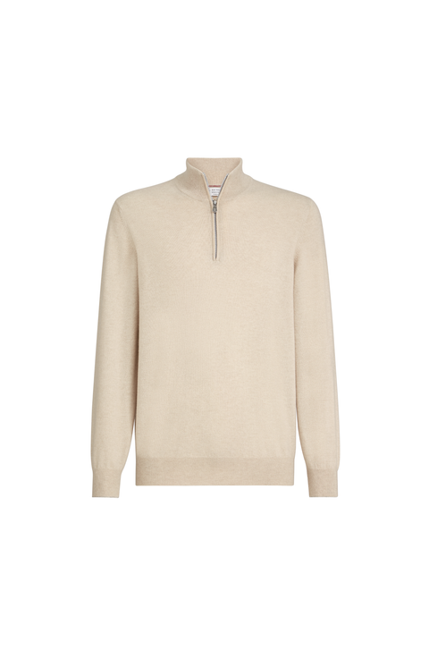 Cashmere sweater with half zip