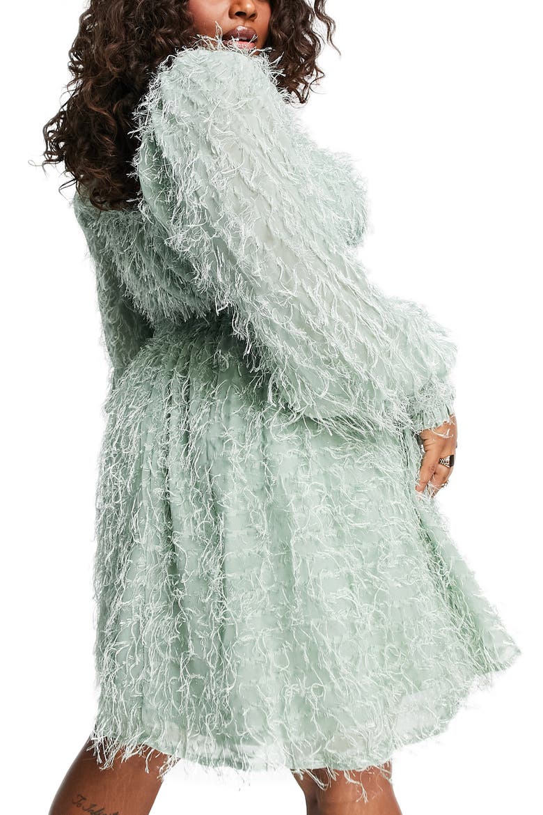Curve Fluffy Minidress, Alternate, color, GREEN