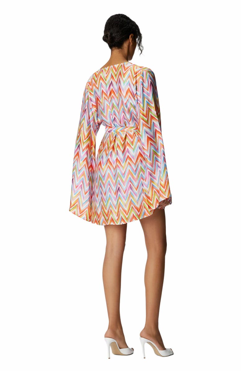 Missoni Short Kimono With Printed Twill Belt, Alternate, color, Multicoloured