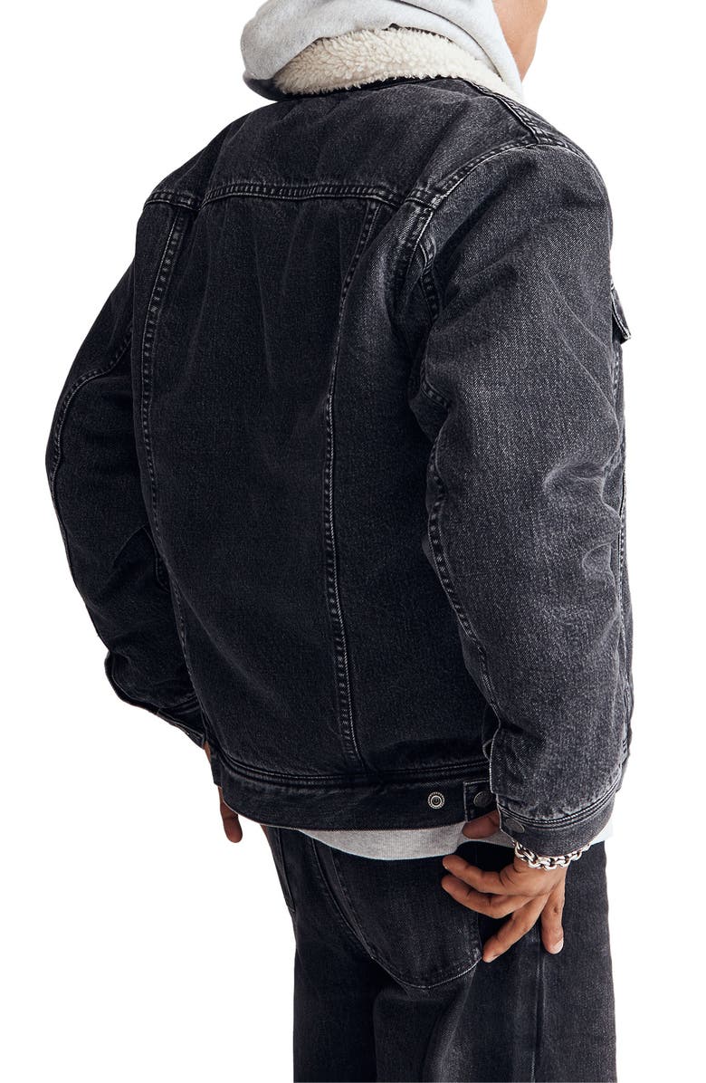 Madewell Faux Shearling Lined Denim Jacket, Alternate, color, 