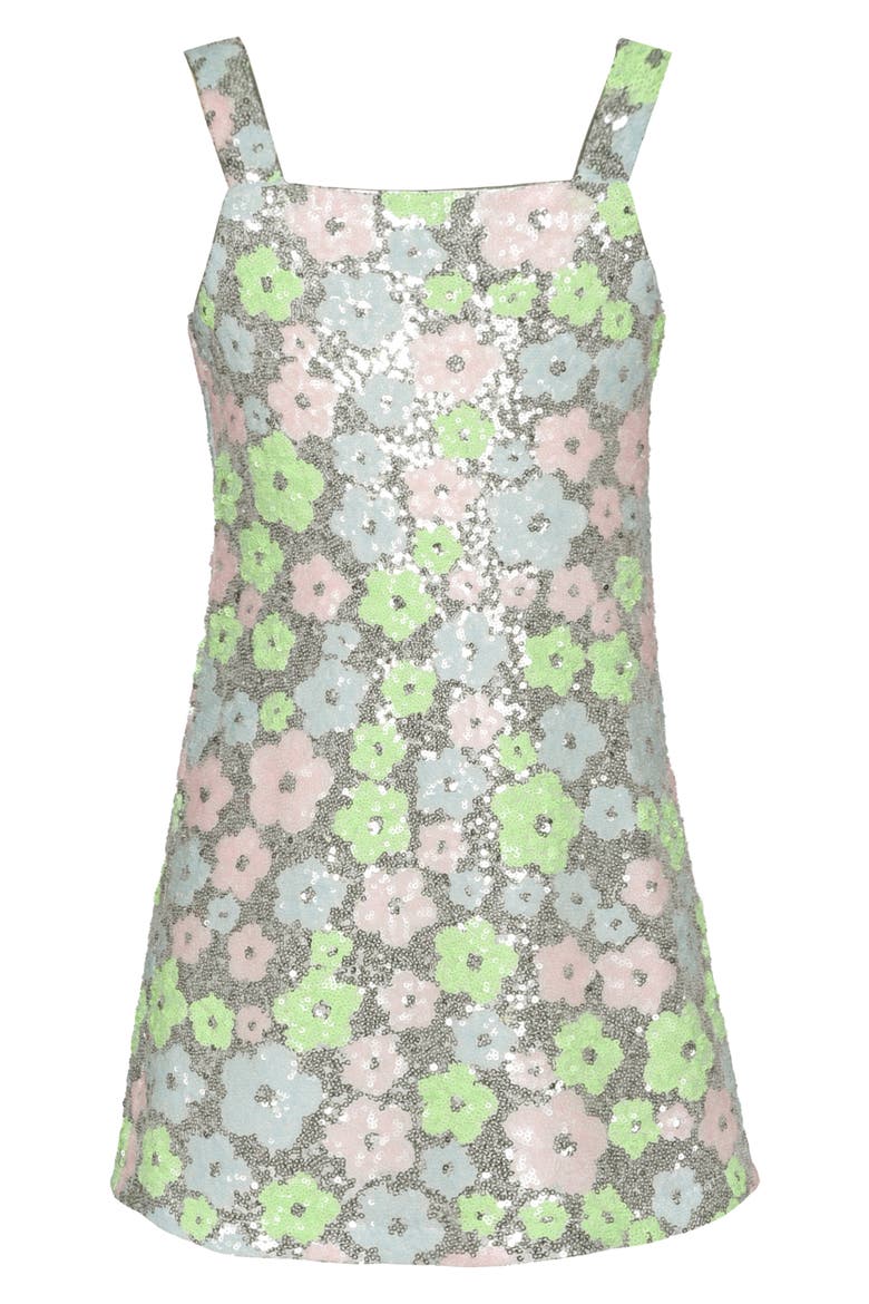 Kids' Sequin Floral Party Dress, Main, color, SILVER MULTI