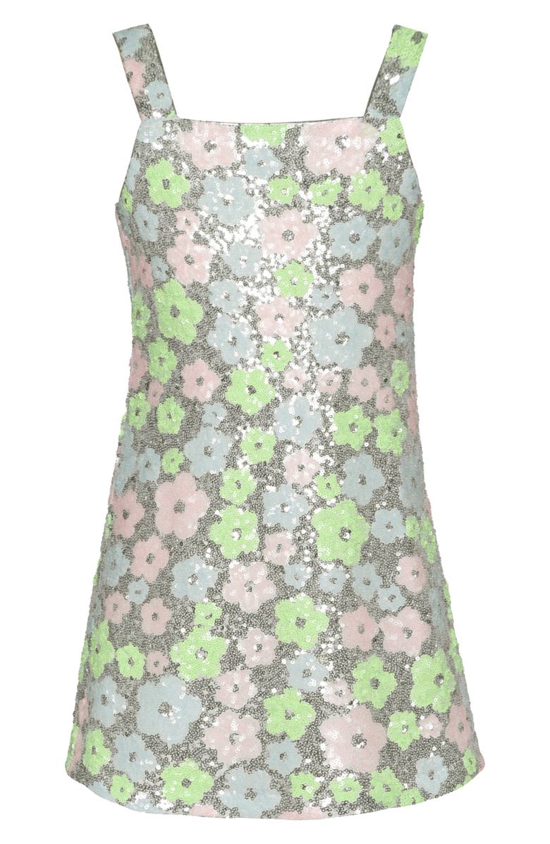 Hannah Banana Kids' Sequin Floral Party Dress, Main, color, Silver Multi