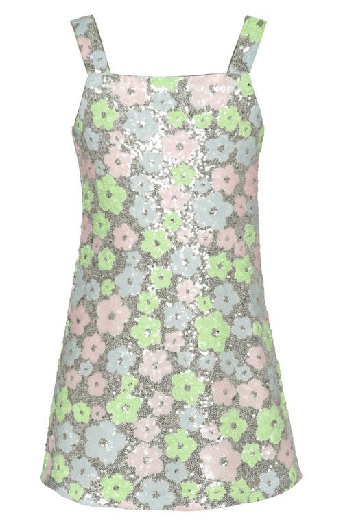Shop Hannah Banana Kids' Sequin Floral Party Dress In Silver Multi