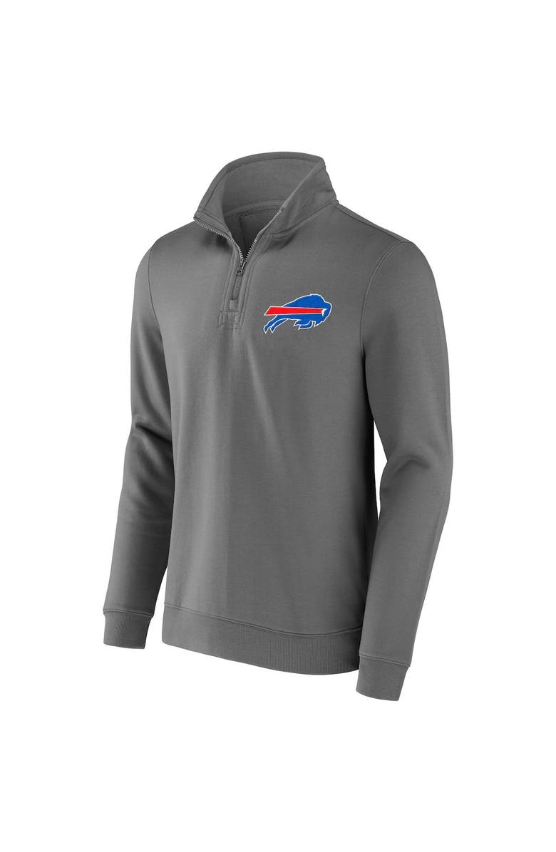 NFL X DARIUS RUCKER Men's NFL x Darius Rucker Collection by Fanatics Gray Buffalo Bills Tri-Blend Quarter-Zip Sweatshirt, Alternate, color,