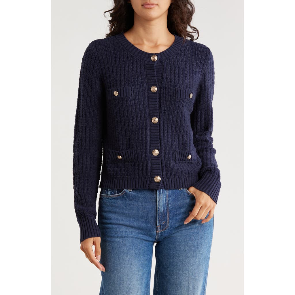 Blu Pepper Button Front Cardigan In Blue