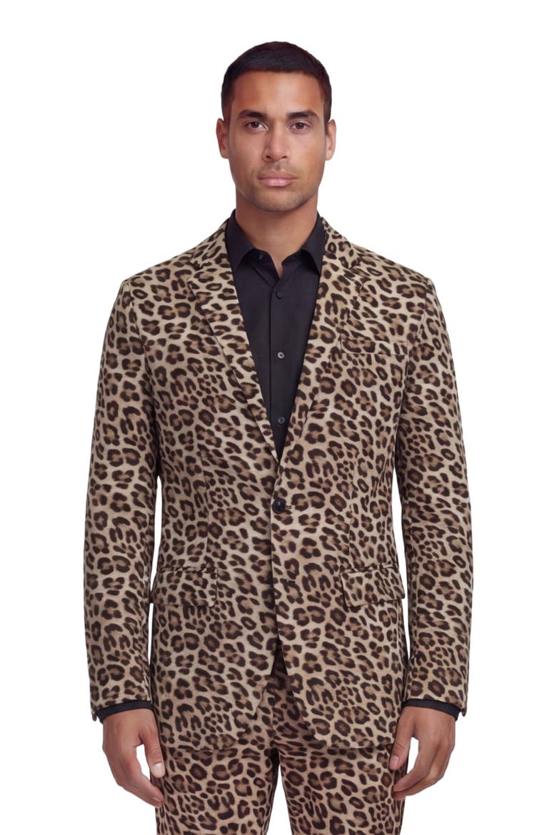 Leopard Mens Tailored Blazer, Main, color, LEOPARD BROWN