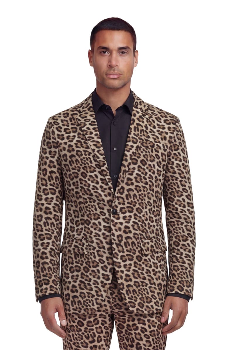 Lords of Harlech Leopard Mens Tailored Blazer, Main, color, Leopard Brown