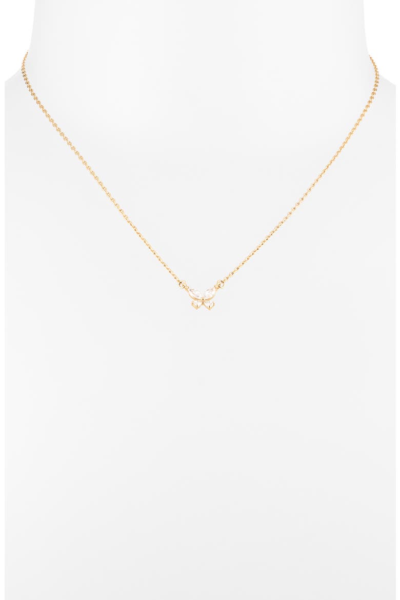 cubic zirconia mini butterfly pendant necklace, Alternate, color, CLEAR/ GOLD
