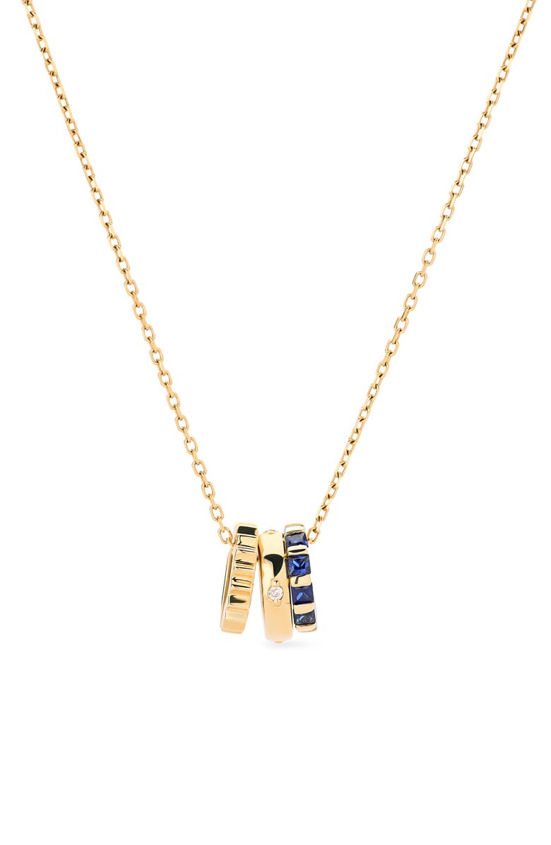 Ana Luisa Solid Yellow Gold - Blue Sapphire Zeno Charm Necklace, Main, color, 