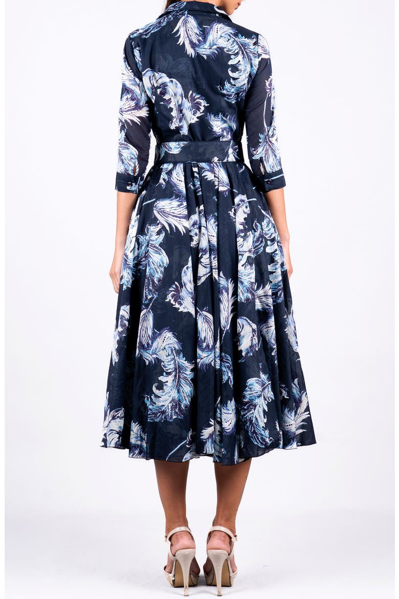 Feather Lightness A-Line Belted Shirtdress, Alternate, color, Navy