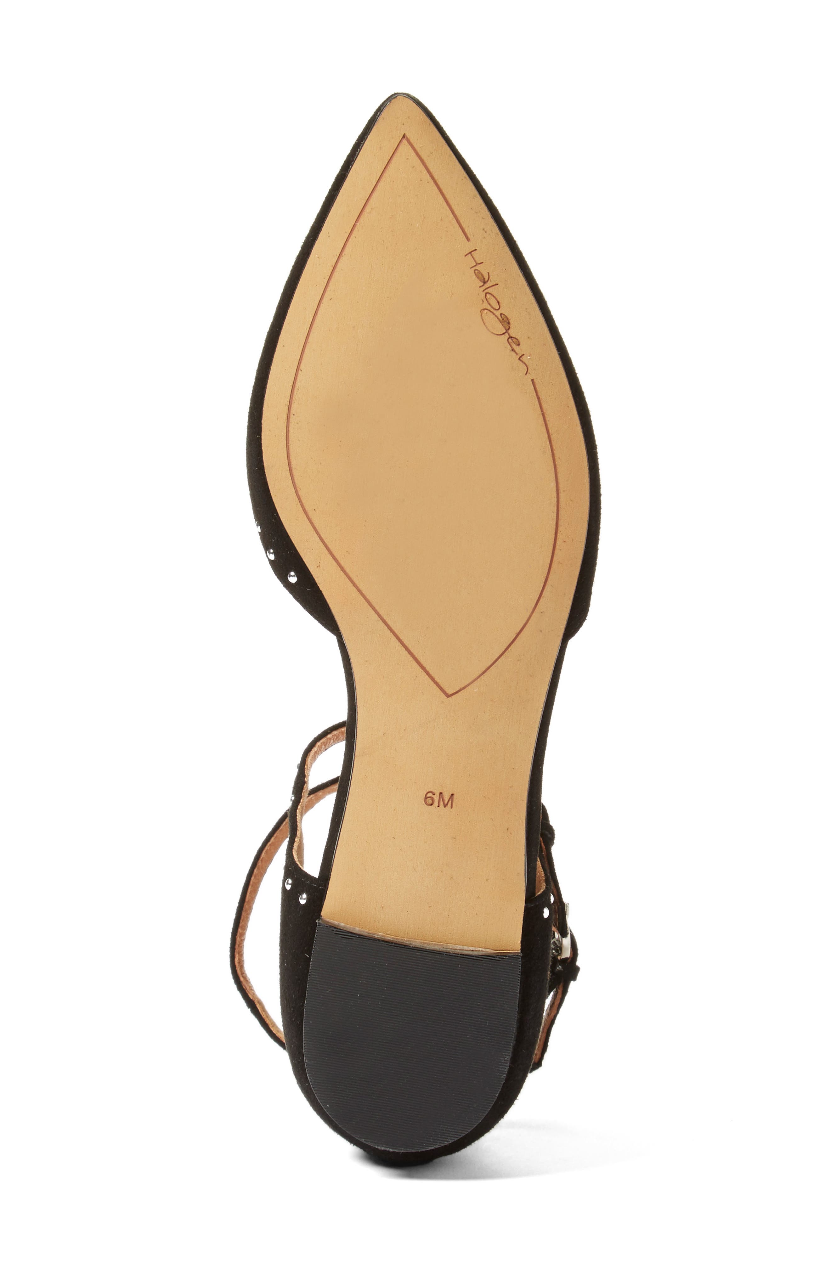 'Bristal' Ankle Strap Pointy Toe Flat, Alternate, color, BLACK SUEDE