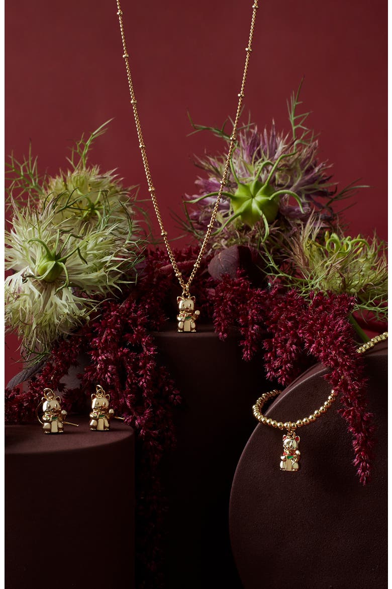 Lucky Cat Sienna Stretch Bracelet, Alternate, color, GOLD