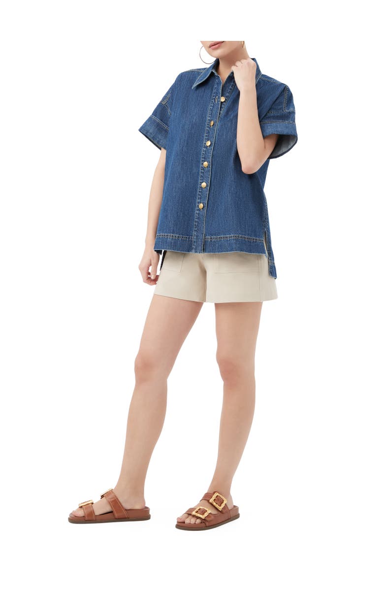 Trina Turk Opponent 2 Denim Button Up Top, Alternate, color, Indigo