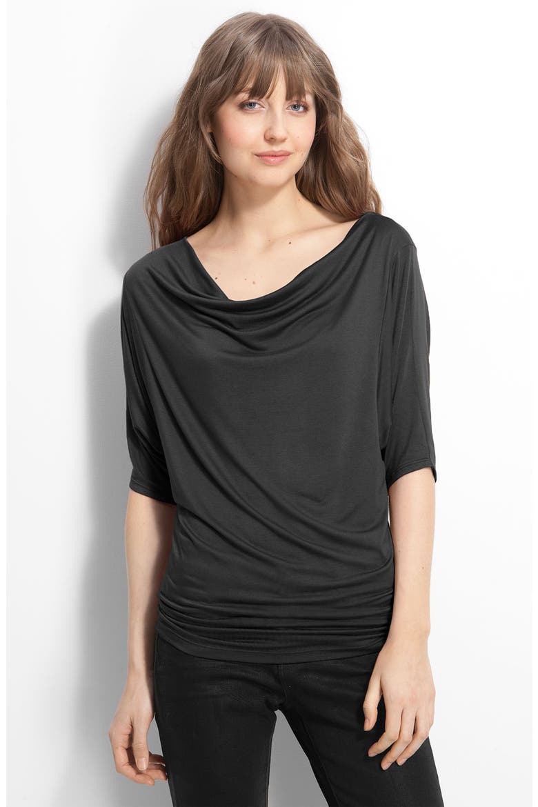 Drape Neck Shirt, Main, color, BLACK