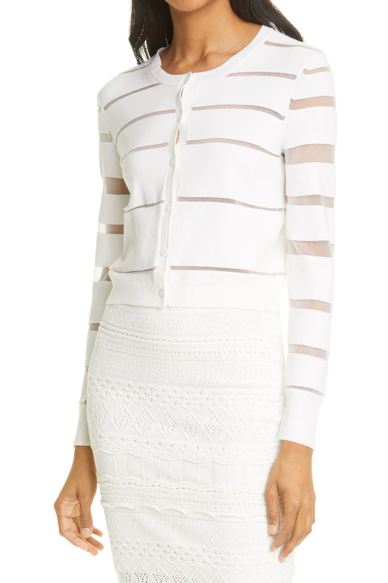 Sheer Stripe Cardigan, Main, color, WHITE