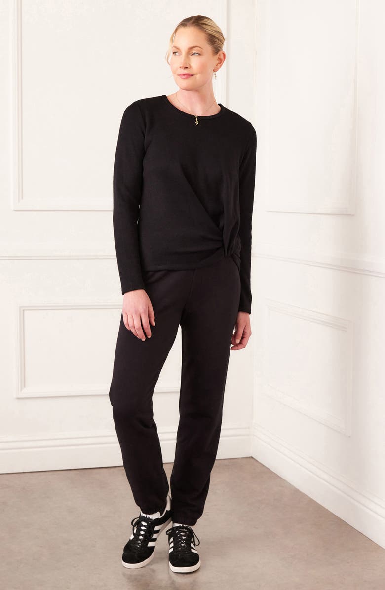 Karen Kane Knot Hem Knit Top, Alternate, color, Black