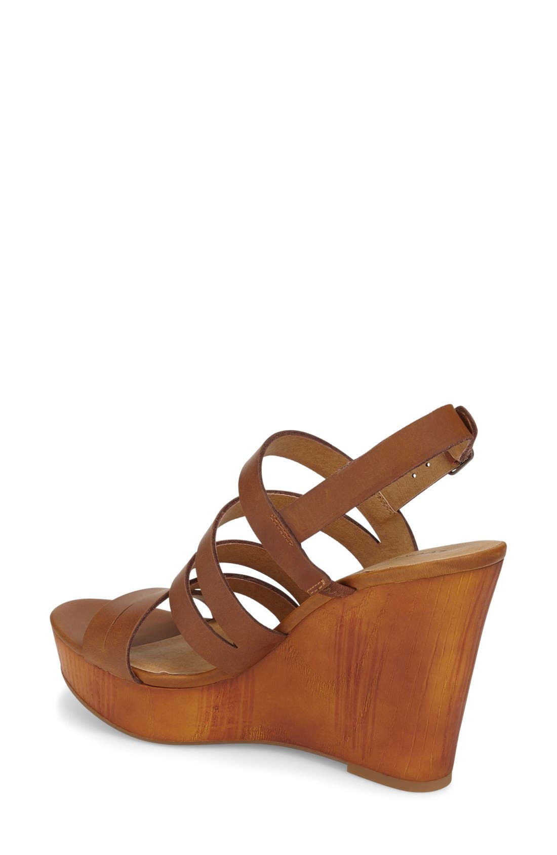 'Larinaa' Wedge Sandal, Alternate, color, ALMOND LEATHER