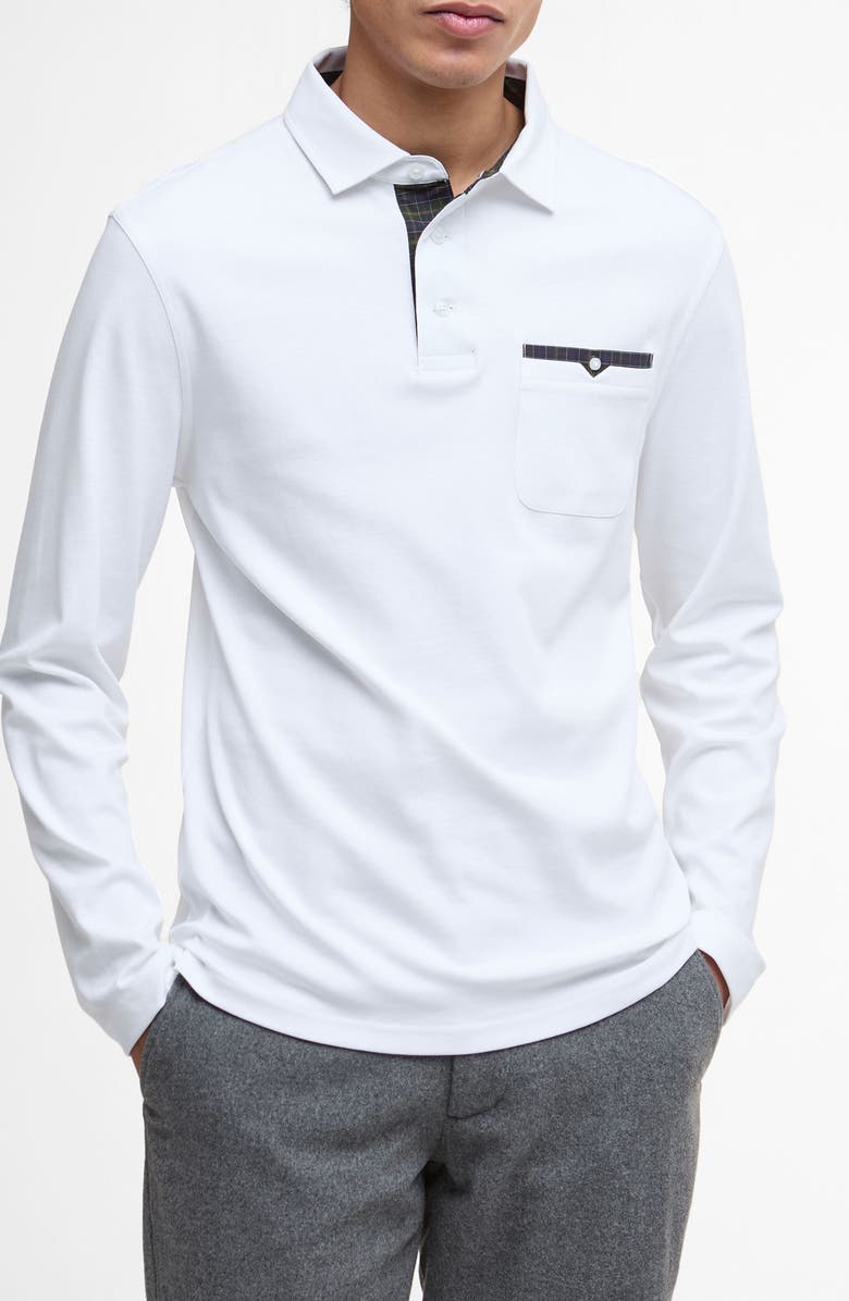 Barbour Corpatch Long Sleeve Polo, Main, color, White
