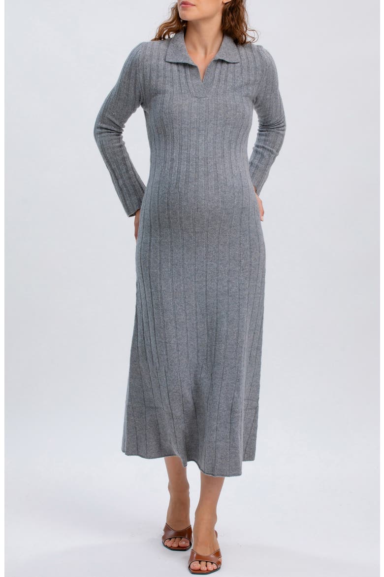 Beatrice Maternity Midi Dress, Main, color, STEEL