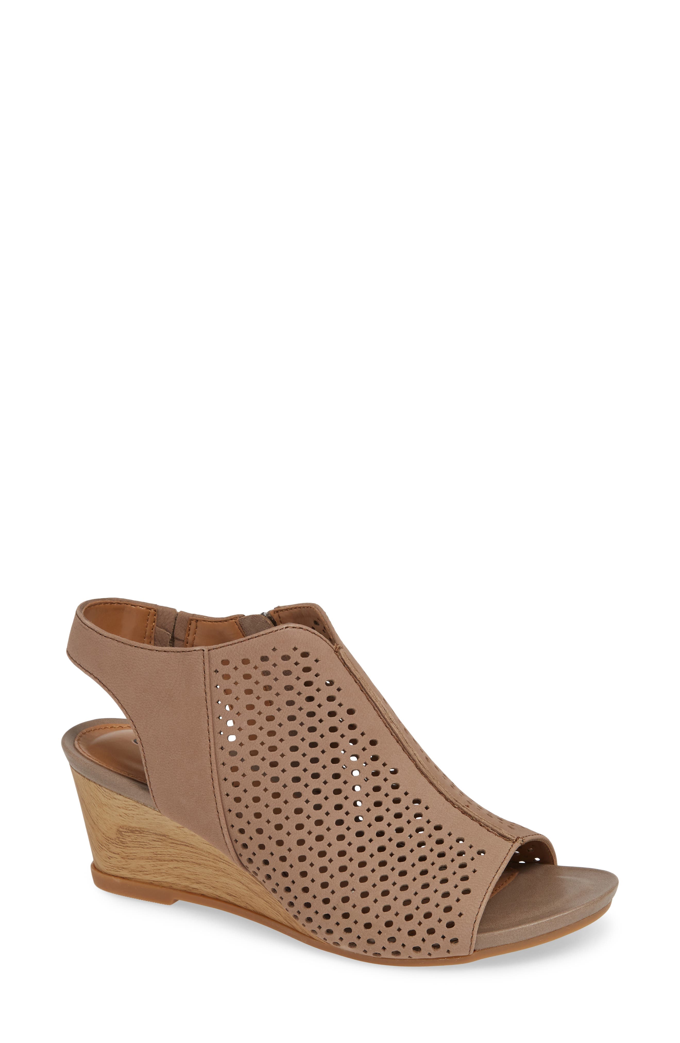 Skylyn Wedge Sandal, Main, color, GREY NUBUCK LEATHER