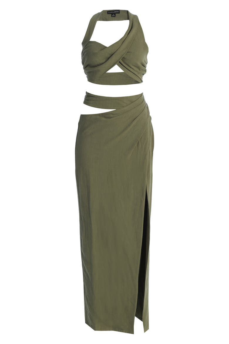 New Age Crop Top & Skirt Set, Alternate, color, GREEN