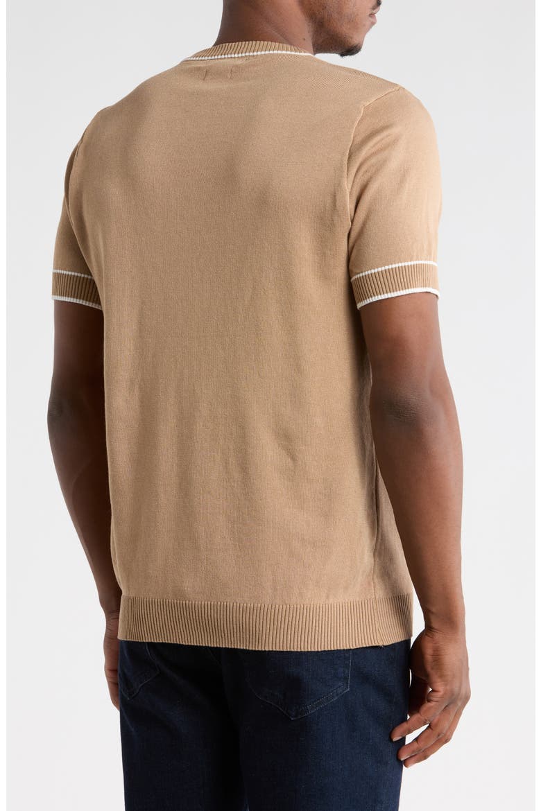 Textured Short Sleeve Sweater, Alternate, color, MOCHA