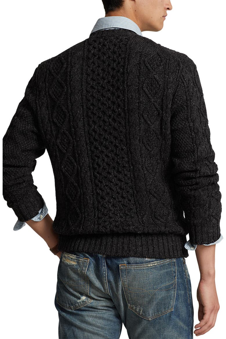Cotton Fisherman Sweater, Alternate, color, CHARCOAL MARL