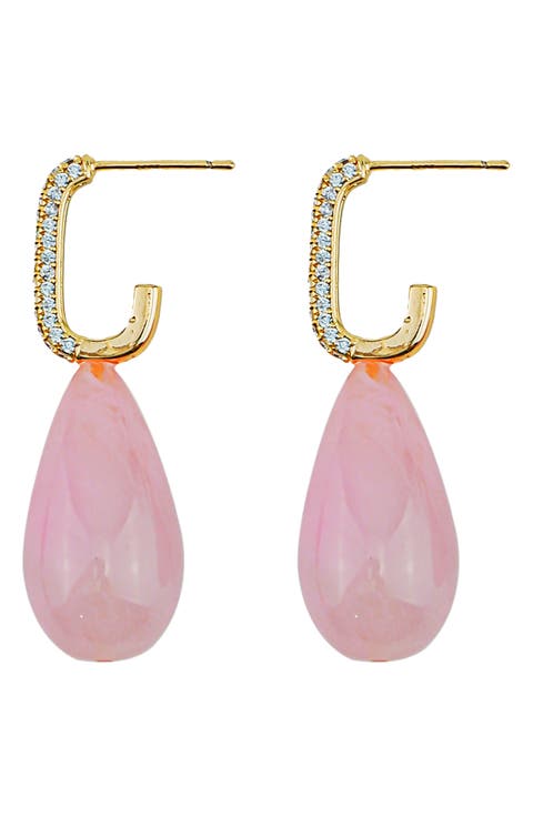Pavé Crystal & Resin Drop Earrings