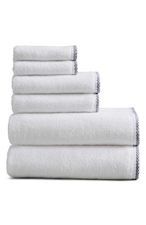 Border Stitch 6-Piece Cotton Towel Set