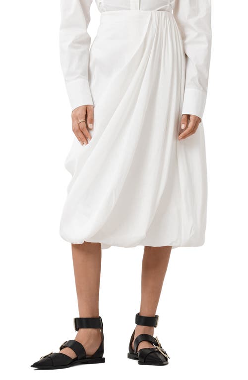 Allsaints Nia Pleated Bubble Hem Midi Skirt In White