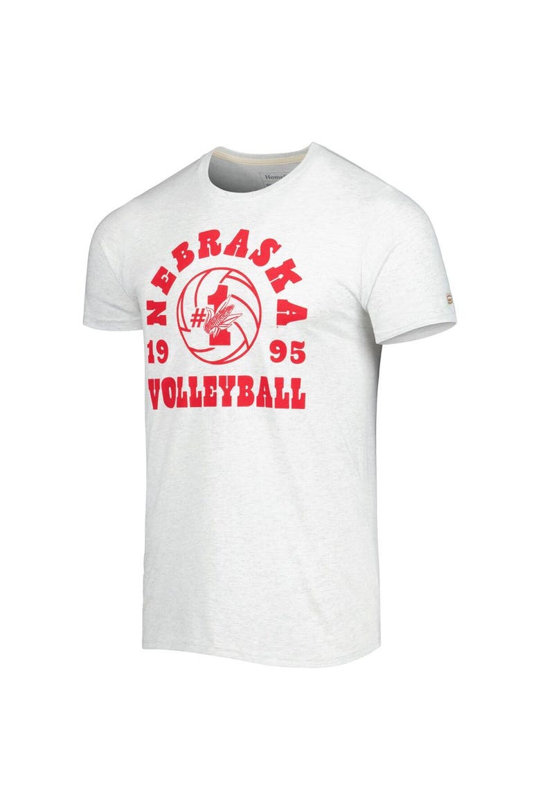 Men's Homefield Ash Nebraska Huskers Vintage 1995 Nebraska Volleyball Champions T-Shirt, Alternate, color, Ash