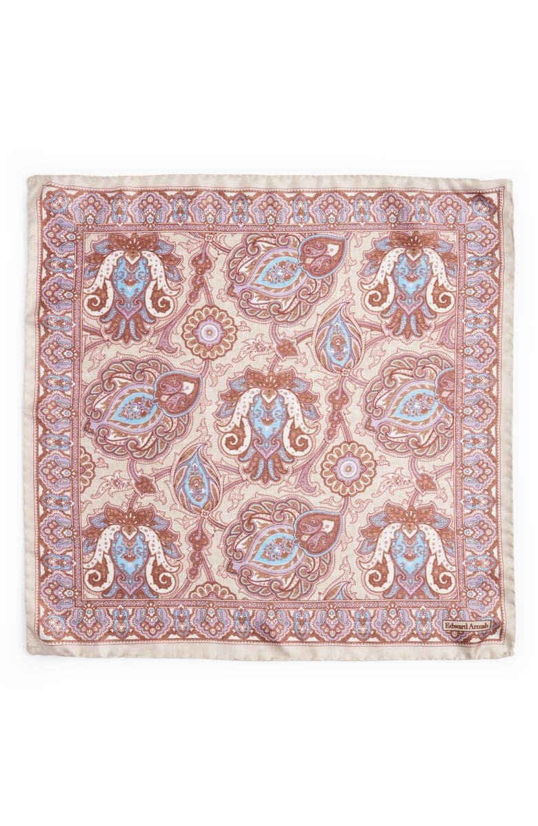 EDWARD ARMAH Persian Print Silk Pocket Square, Alternate, color, 