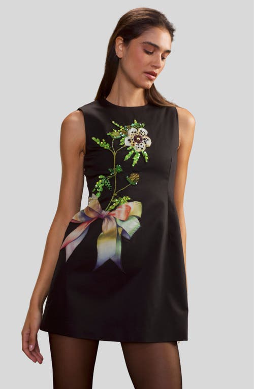 Shop Cynthia Rowley Embellished Cotton Mini Dress In Black Multi