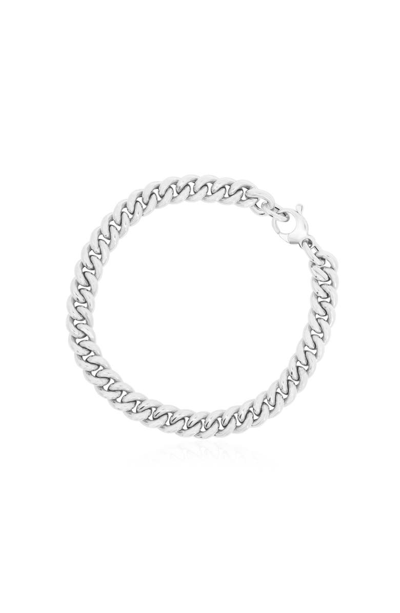 The Lovery Fine Jewelry Fancy Curb Bracelet, Main, color, White Gold